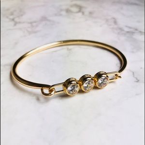 New! Rhinestones Gold Bangle Bracelet